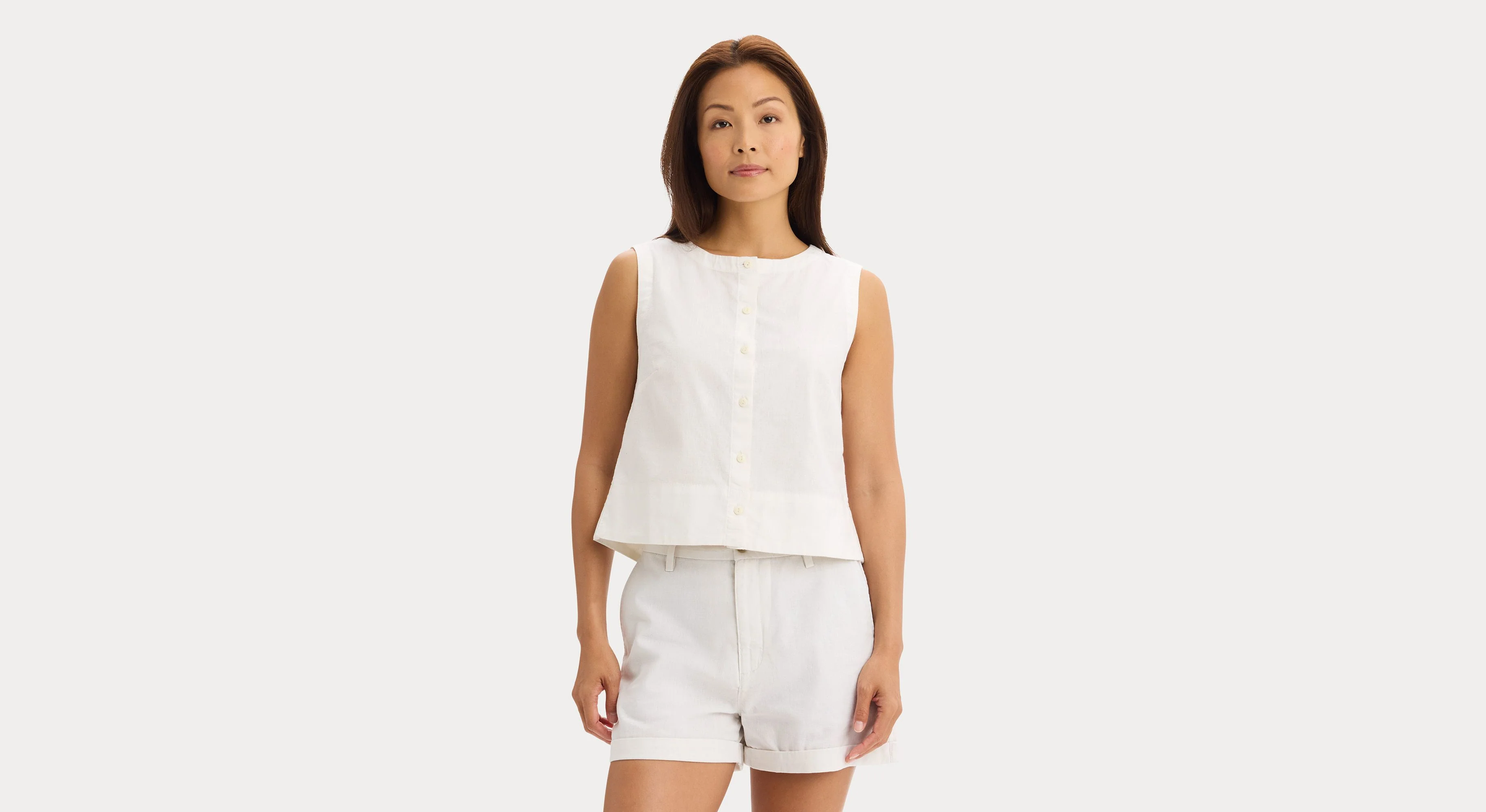 Button-Front Tank, Regular Fit